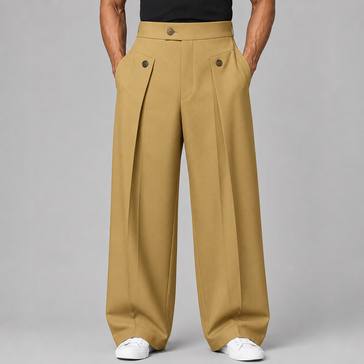 Men's Wide Leg Pleated Trousers