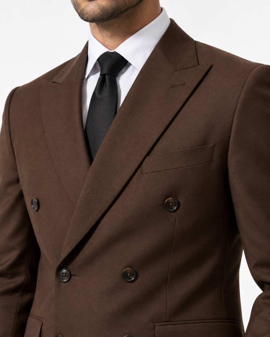 Men's Double-Breasted Slim-Fit Two-Piece Suit with Peaked Lapels
