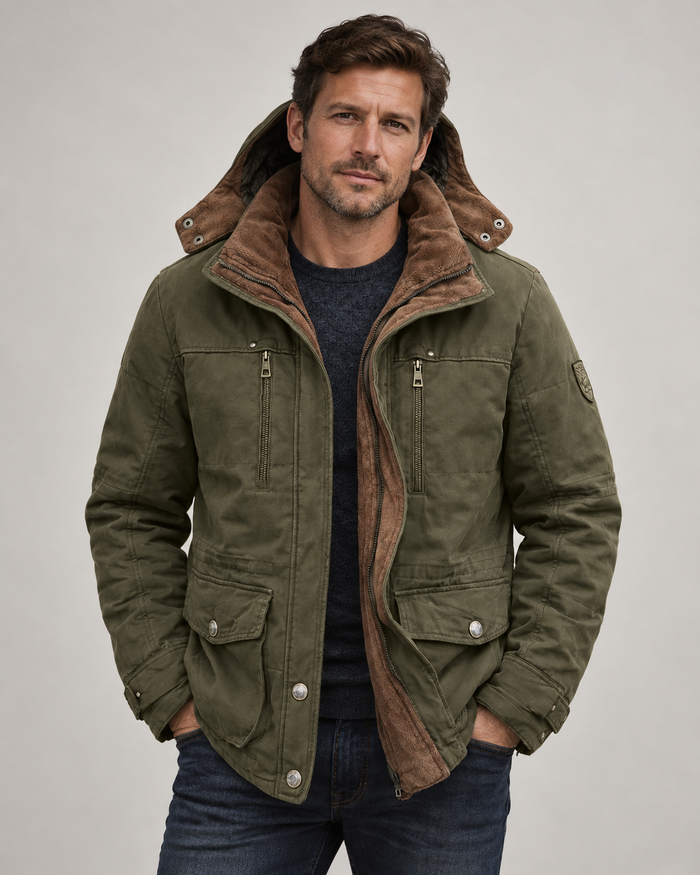 Men's Waterproof Winter Jacket – Hooded & Fleece-Lined