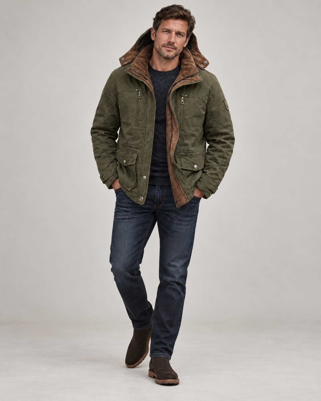 Men's Waterproof Winter Jacket – Hooded & Fleece-Lined