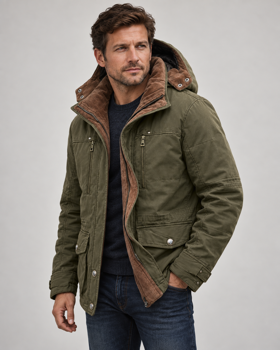 Men's Waterproof Winter Jacket – Hooded & Fleece-Lined