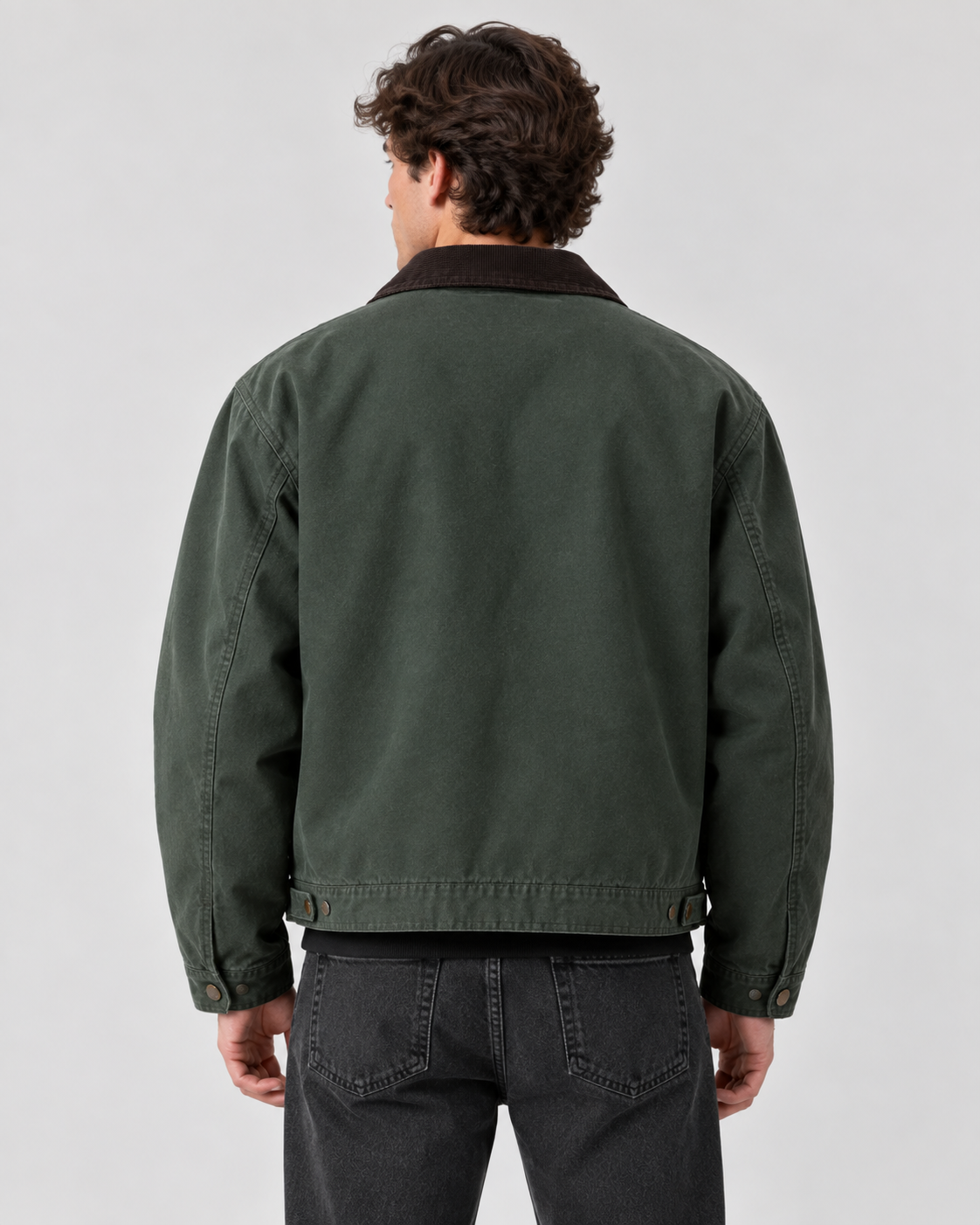 Men's Canvas Barn Jacket – Corduroy Collar, Regular Fit