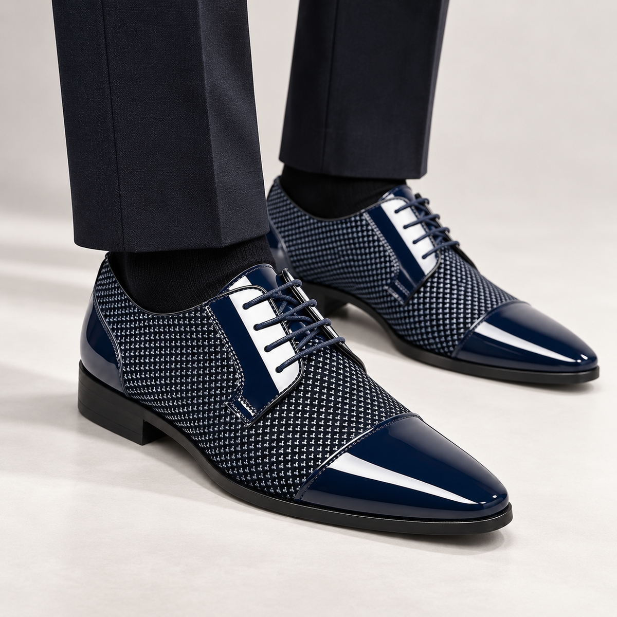 Men's Patent Leather Oxford Shoes – Cap Toe Lace-Up