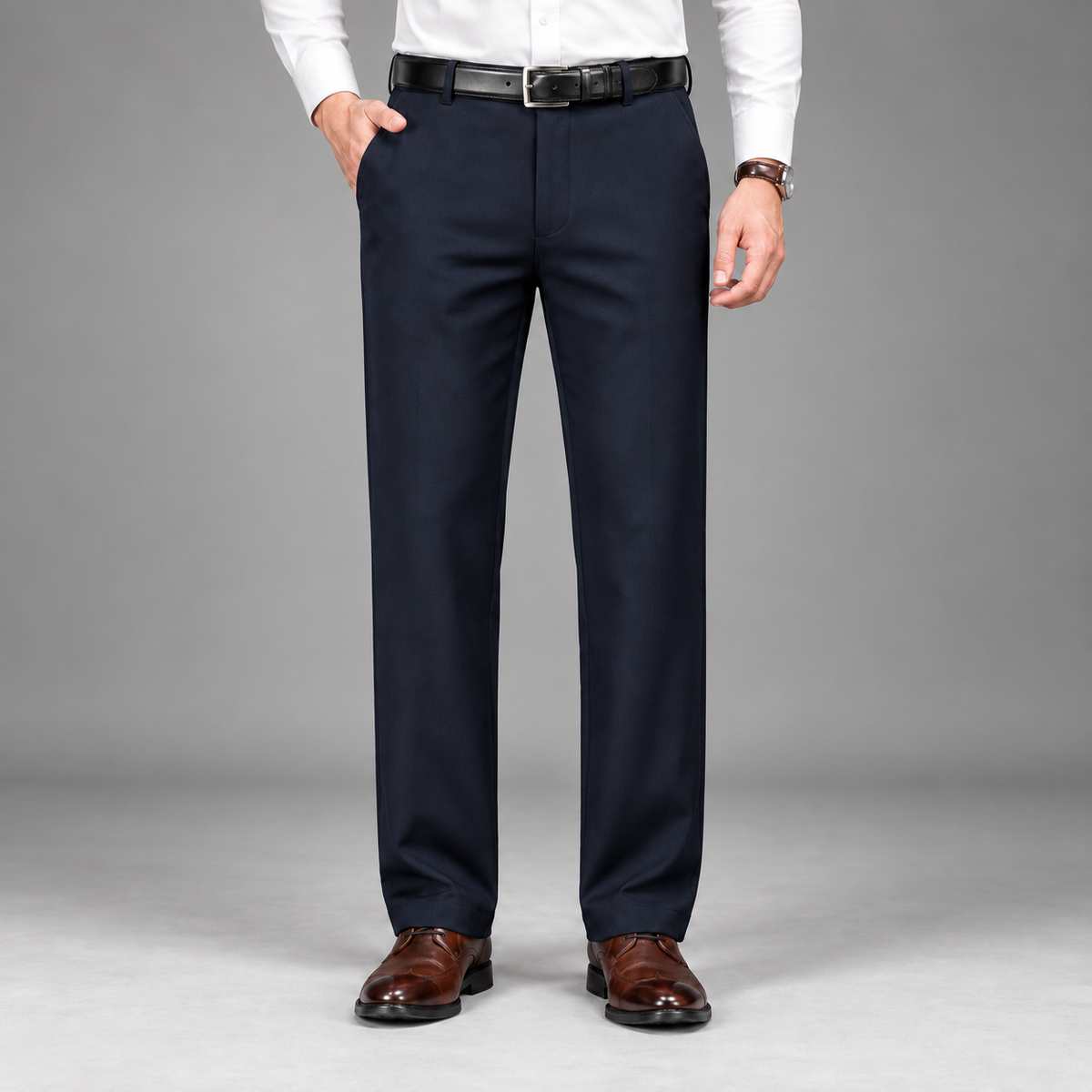 Men's Straight-Leg Formal Trousers – Regular Fit