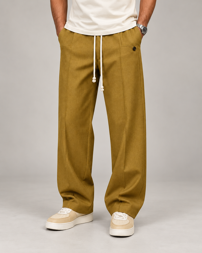 Men's Wide-Leg Drawstring Trousers – Relaxed Fit