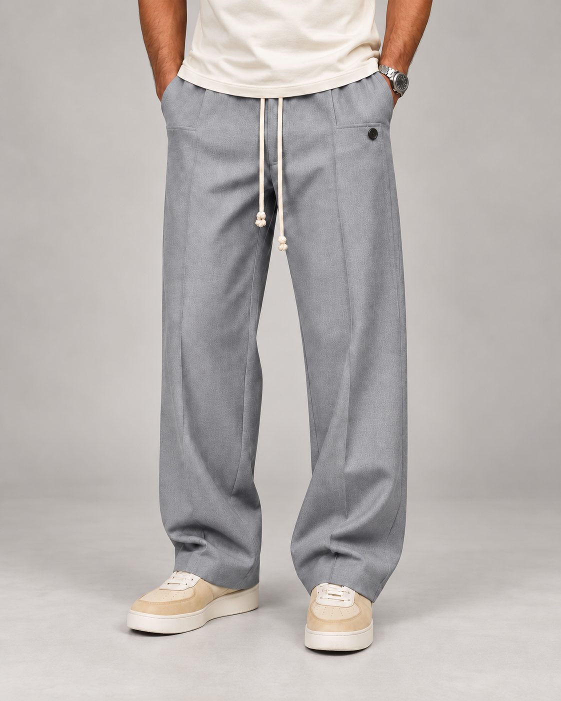 Men's Wide-Leg Drawstring Trousers – Relaxed Fit