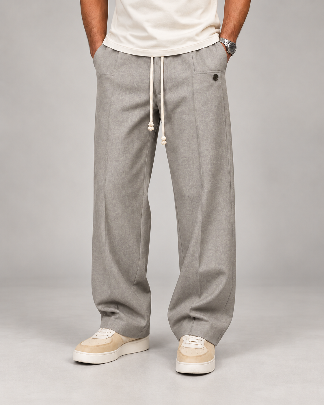 Men's Wide-Leg Drawstring Trousers – Relaxed Fit