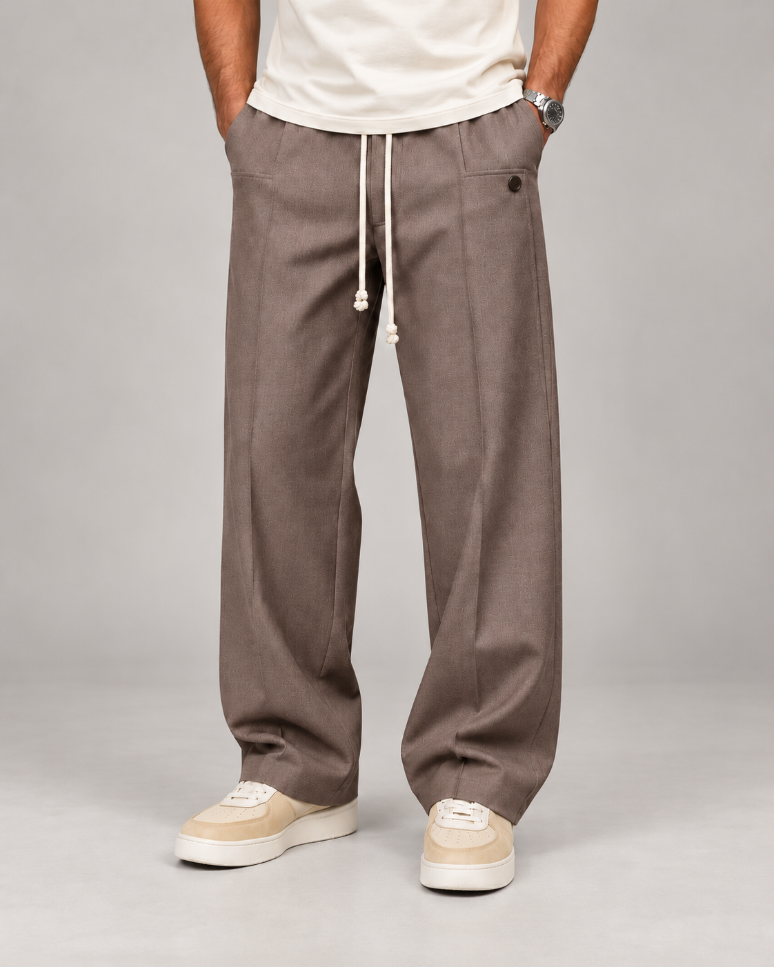 Men's Wide-Leg Drawstring Trousers – Relaxed Fit