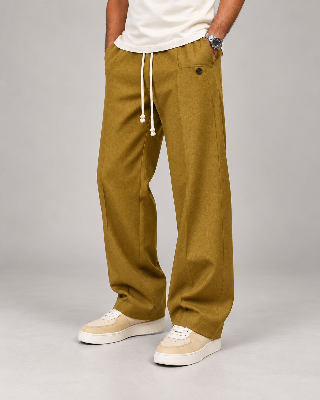 Men's Wide-Leg Drawstring Trousers – Relaxed Fit