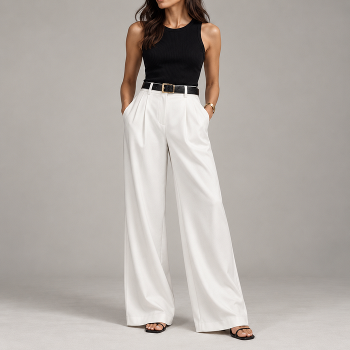 Women's High-Waisted Tailored Wide-Leg Trousers