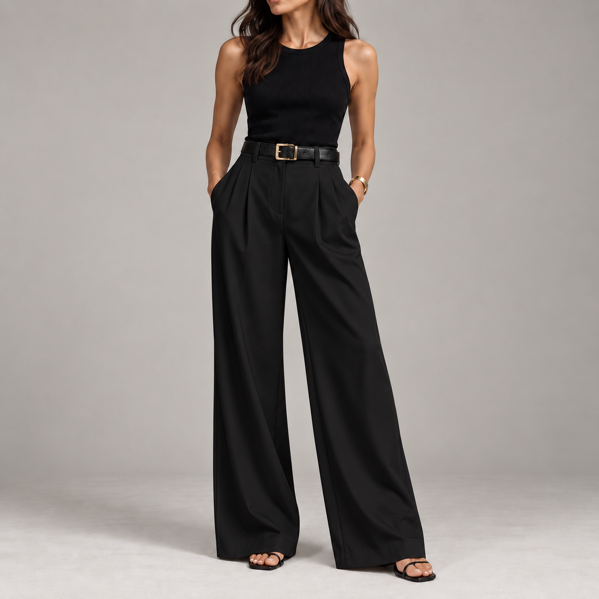 Women's High-Waisted Tailored Wide-Leg Trousers