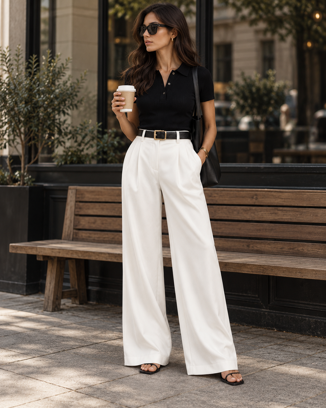 Women's High-Waisted Tailored Wide-Leg Trousers