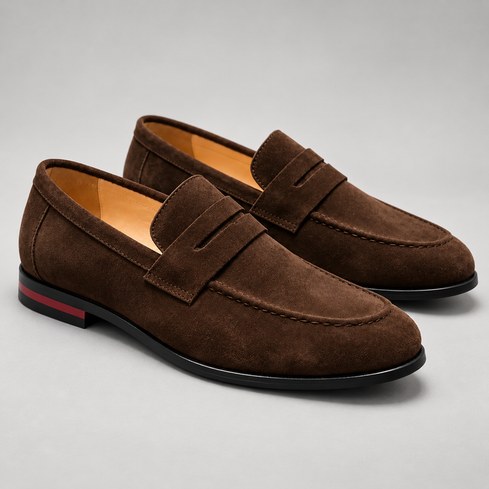 Men's Faux Suede Penny Loafers – Classic Slip-On