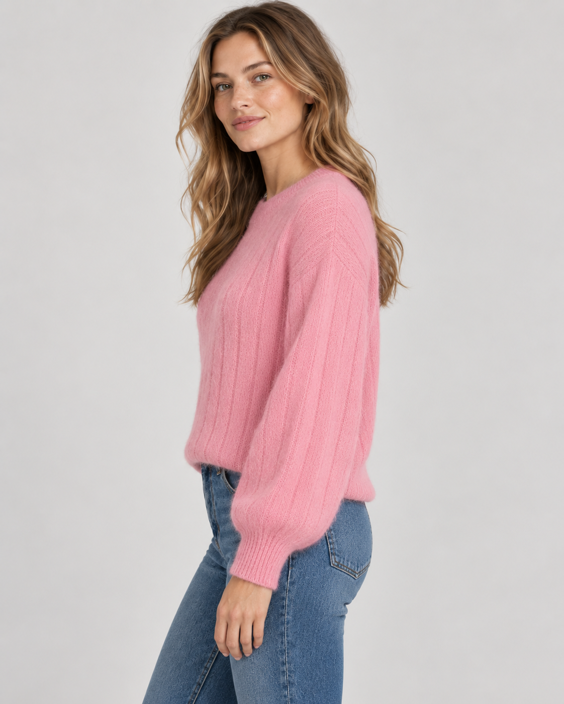Women's Ribbed Crew Neck Knit Jumper