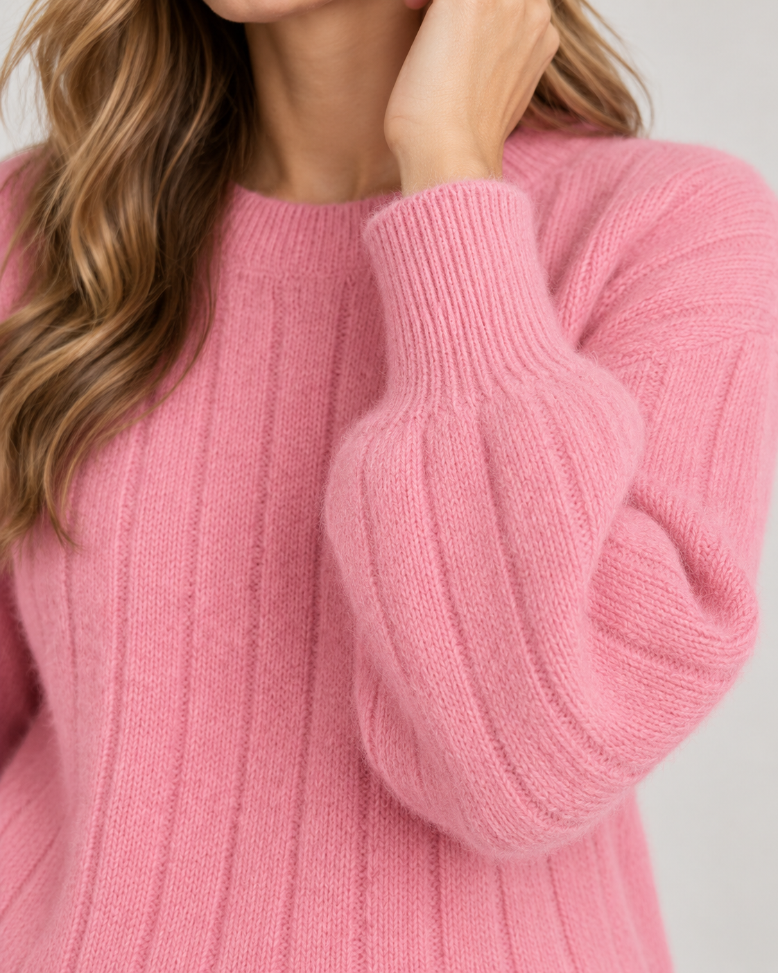 Women's Ribbed Crew Neck Knit Jumper