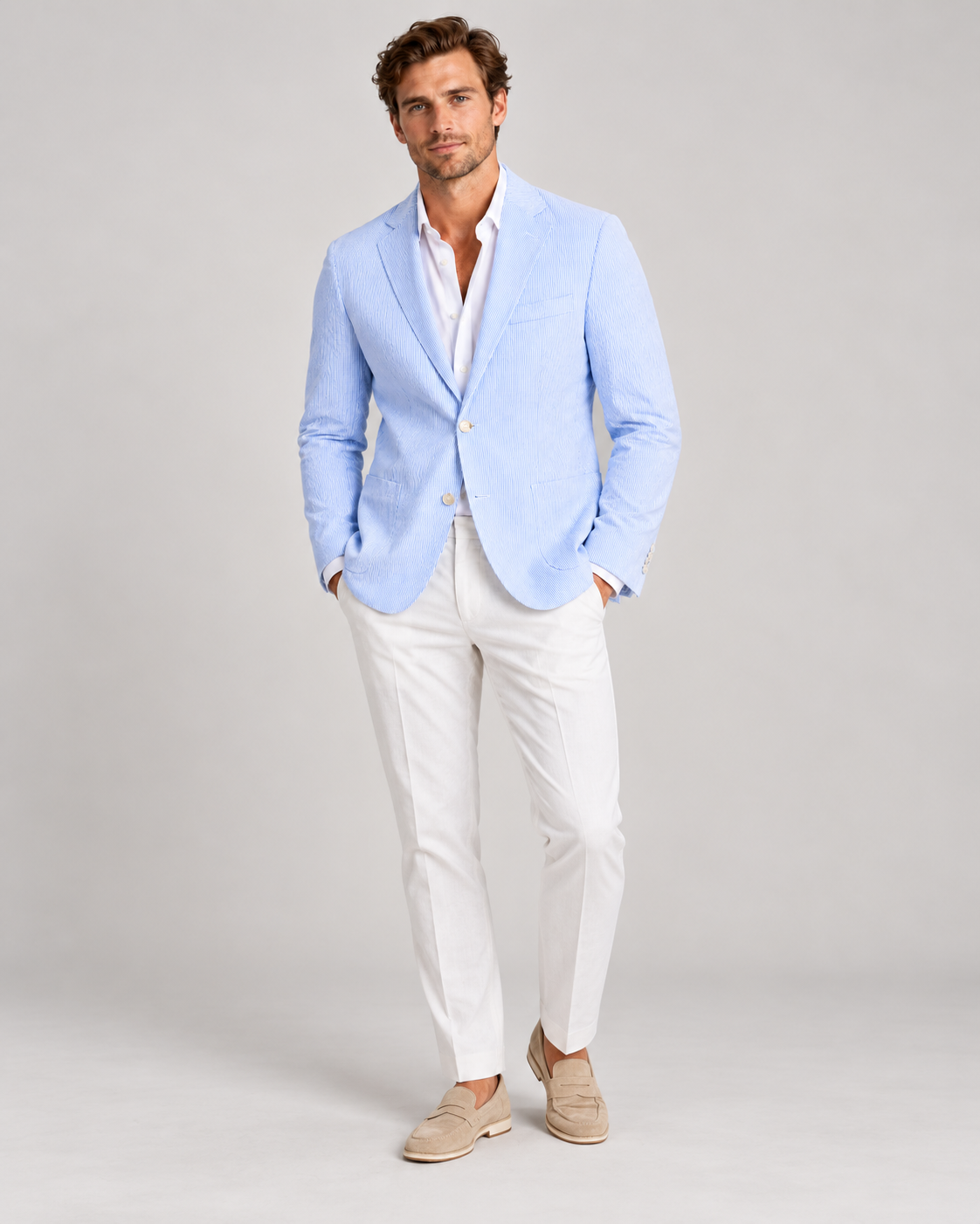 Men's Striped Blazer – Lightweight Tailored Fit