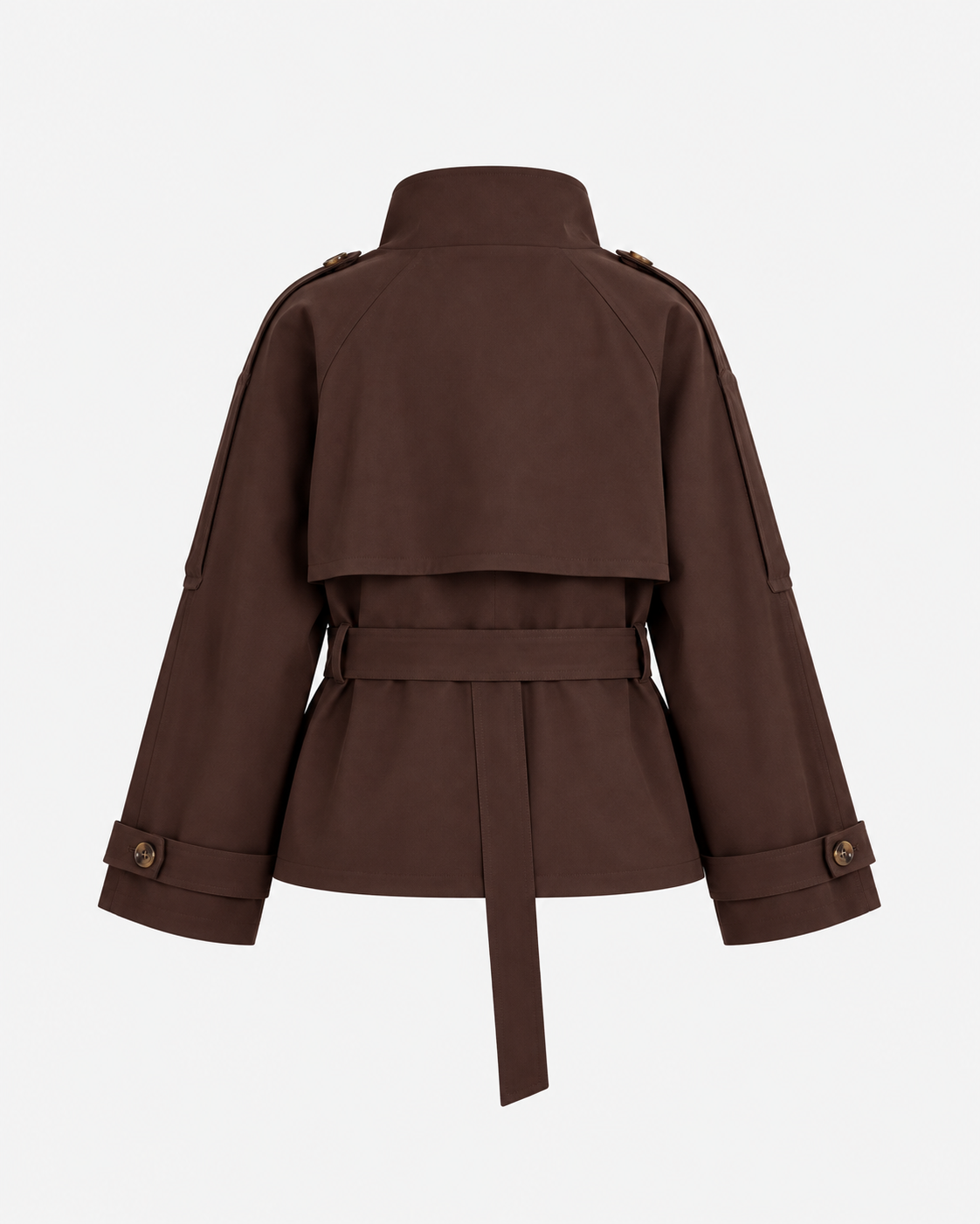 Women's Cropped Trench Coat – Double-Breasted Belted Jacket