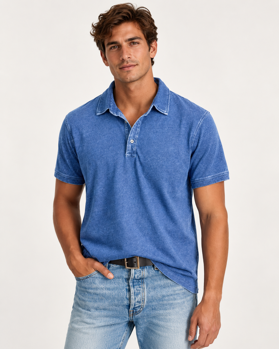 Men's Faded-Effect Polo Shirt
