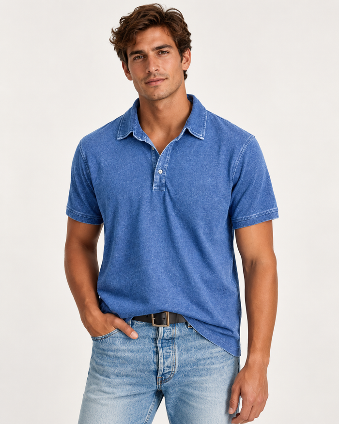 Men's Faded-Effect Polo Shirt