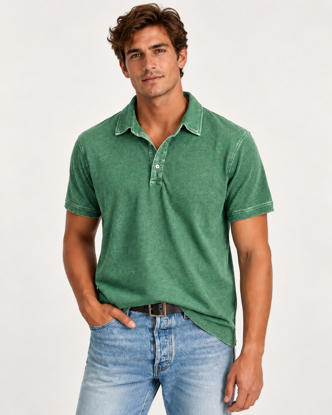 Men's Faded-Effect Polo Shirt