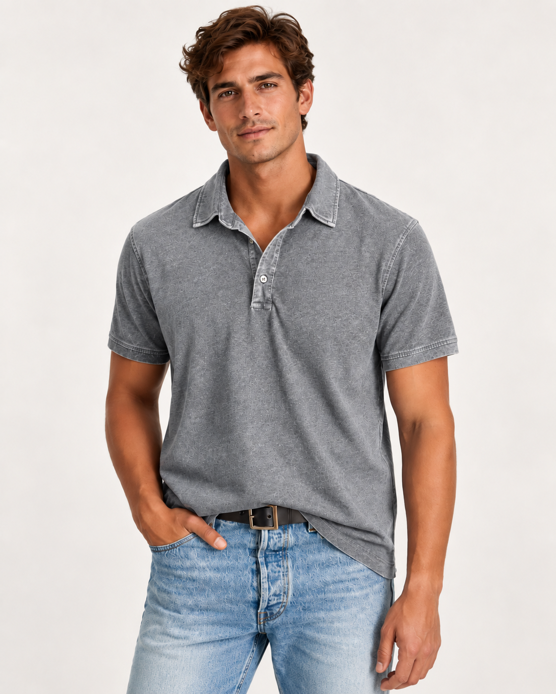 Men's Faded-Effect Polo Shirt
