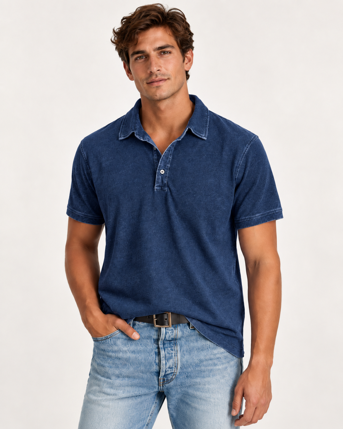 Men's Faded-Effect Polo Shirt