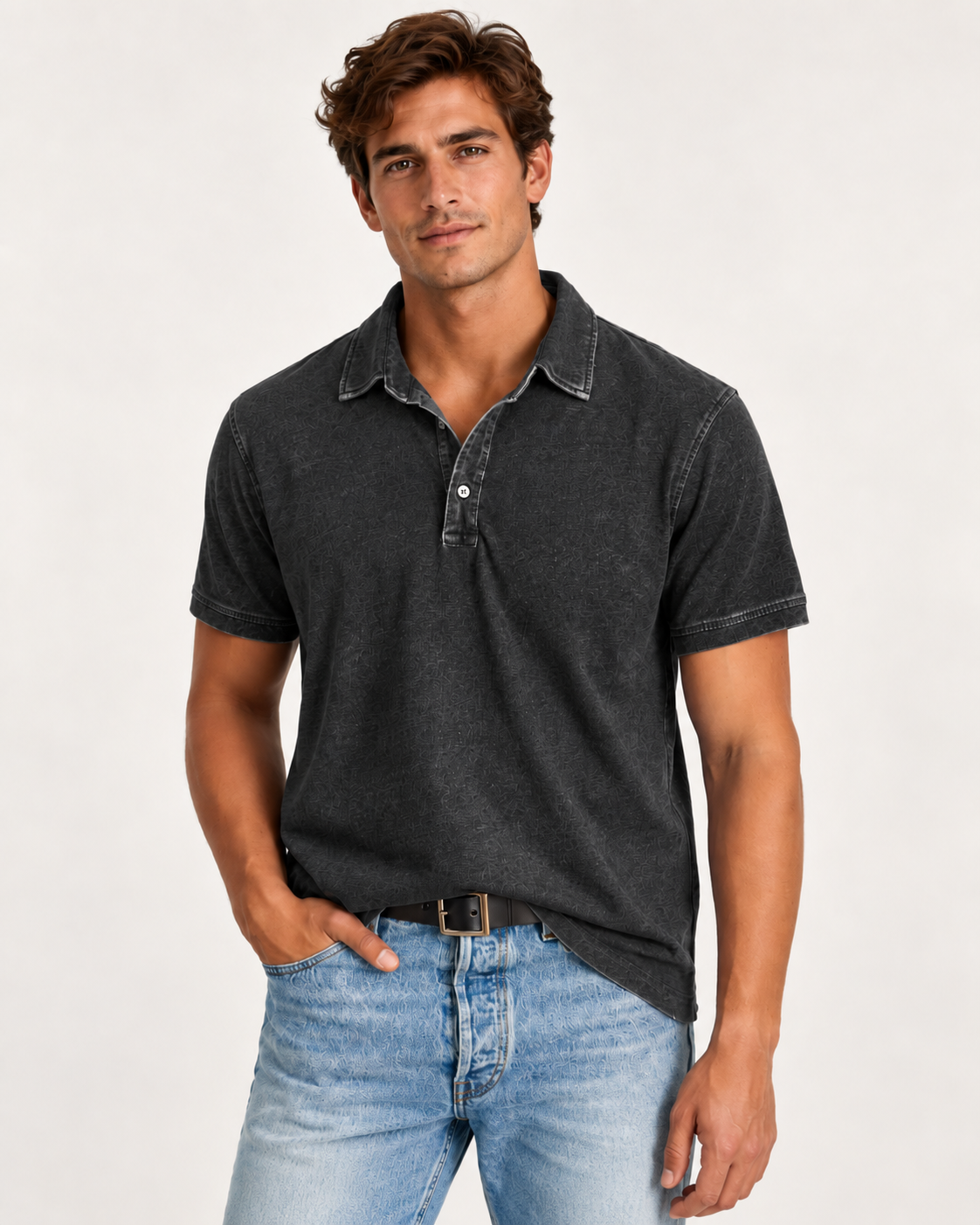 Men's Faded-Effect Polo Shirt