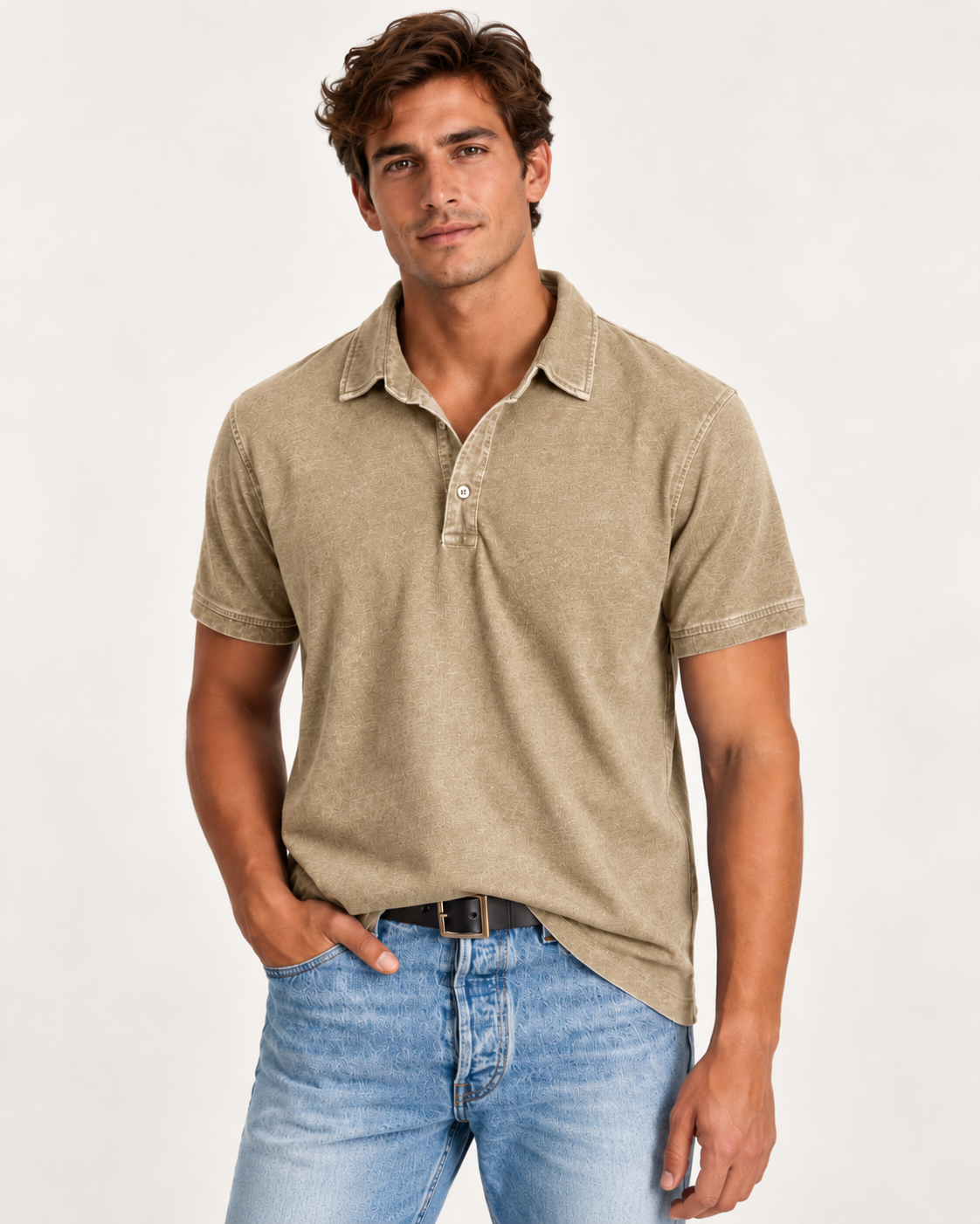 Men's Faded-Effect Polo Shirt