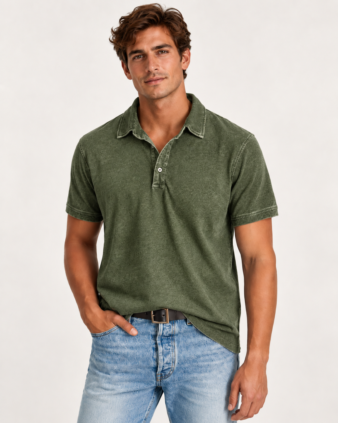 Men's Faded-Effect Polo Shirt