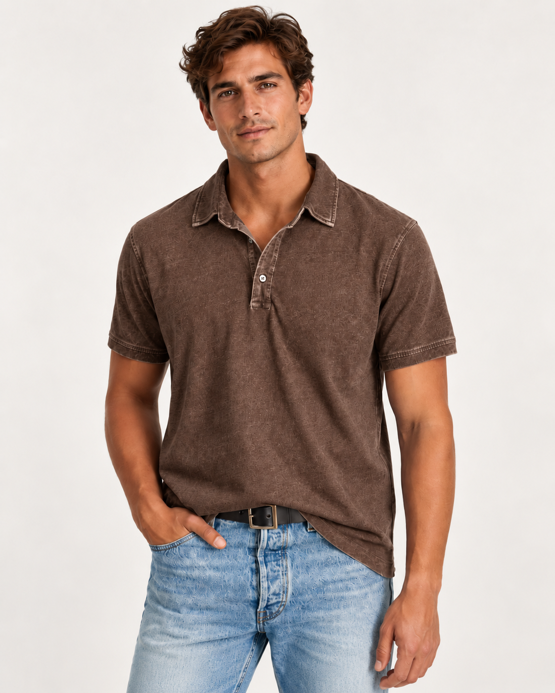Men's Faded-Effect Polo Shirt