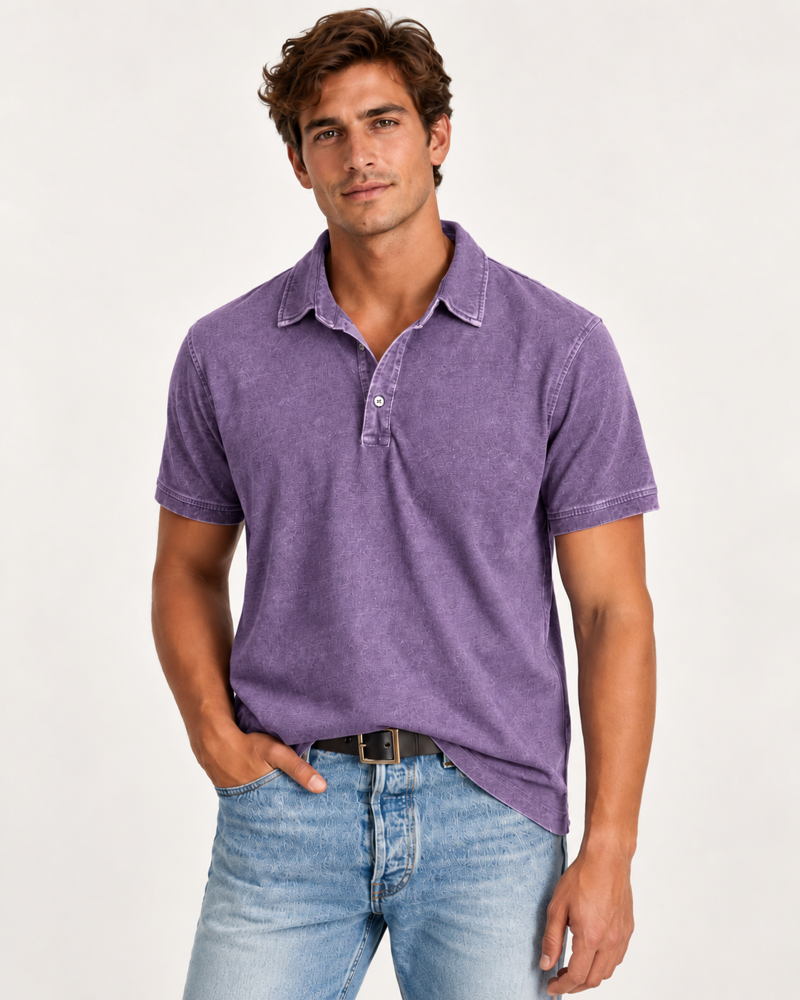Men's Faded-Effect Polo Shirt
