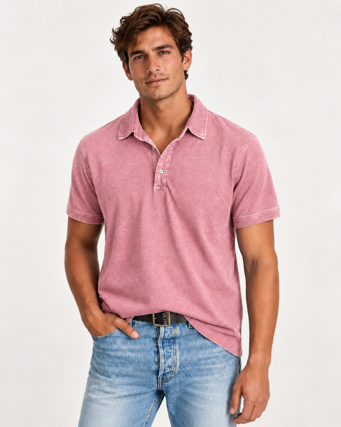 Men's Faded-Effect Polo Shirt