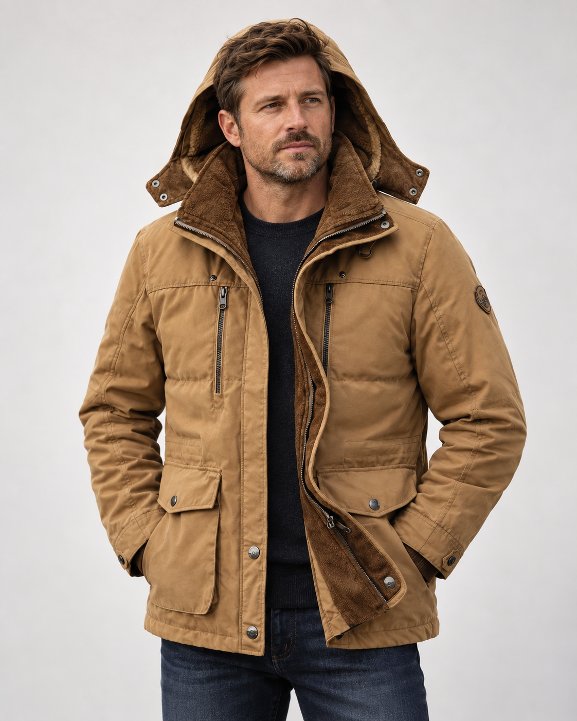 Men's Waterproof Winter Jacket – Hooded & Fleece-Lined