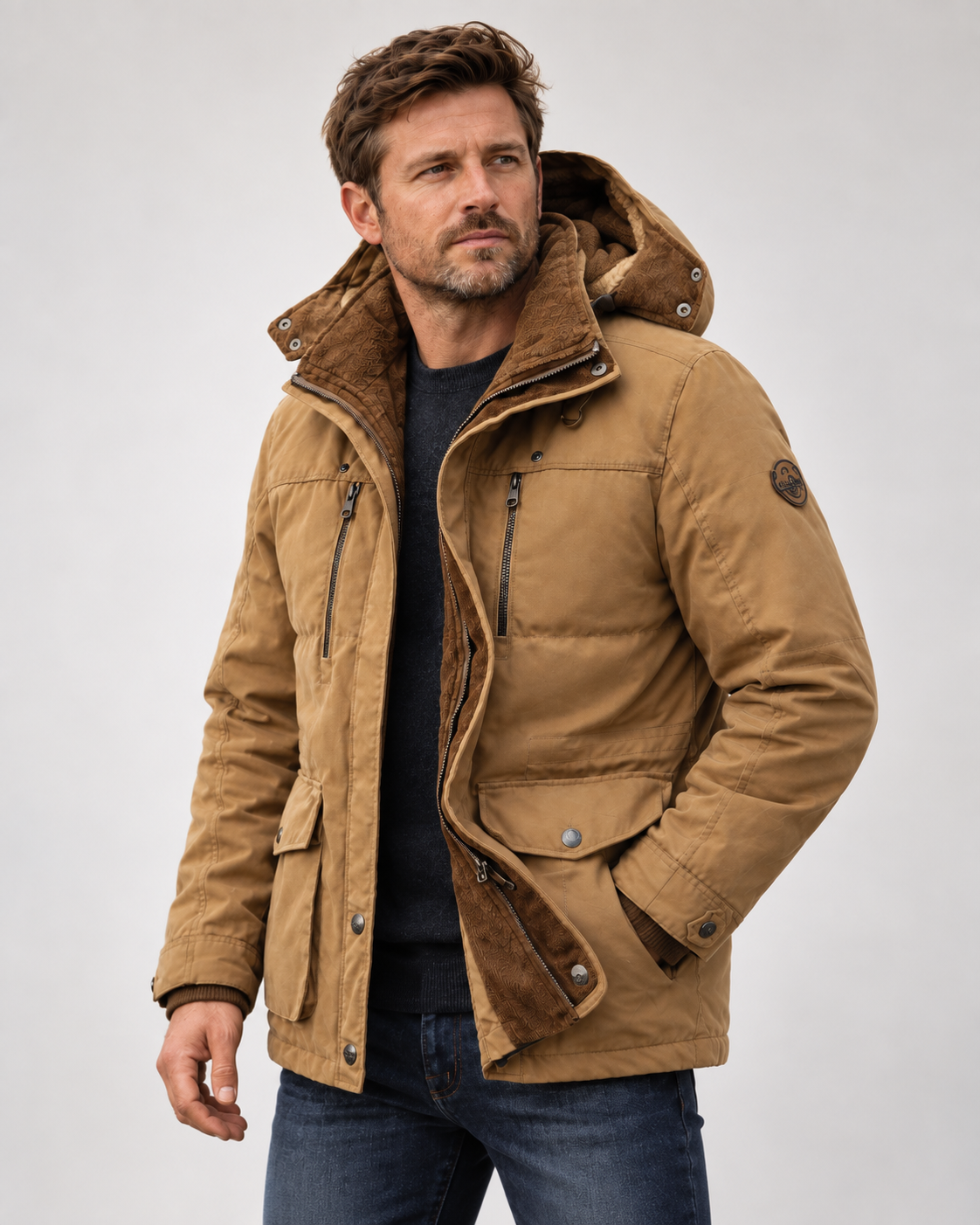 Men's Waterproof Winter Jacket – Hooded & Fleece-Lined