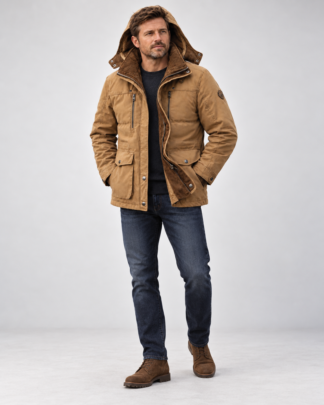 Men's Waterproof Winter Jacket – Hooded & Fleece-Lined