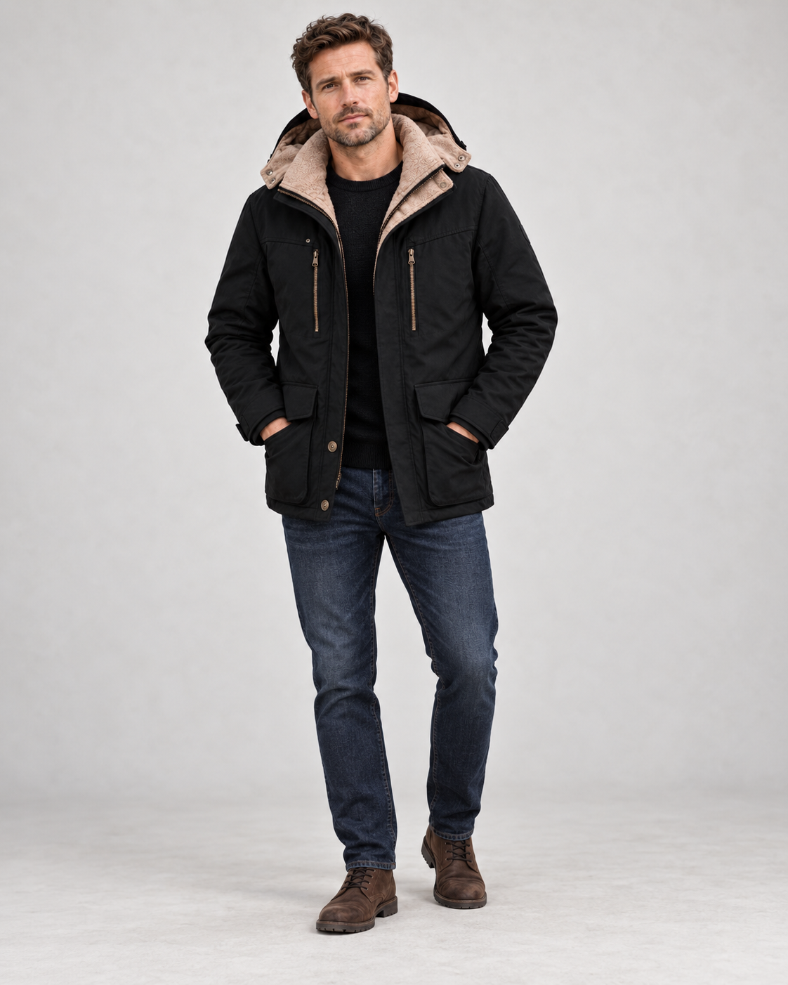 Men's Waterproof Winter Jacket – Hooded & Fleece-Lined