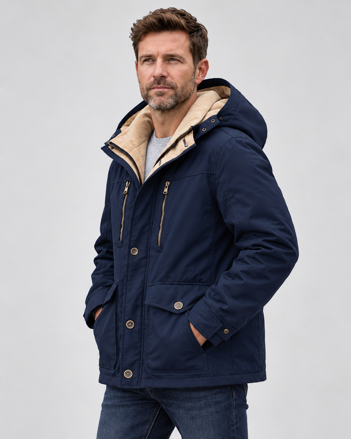 Men's Waterproof Winter Jacket – Hooded & Fleece-Lined