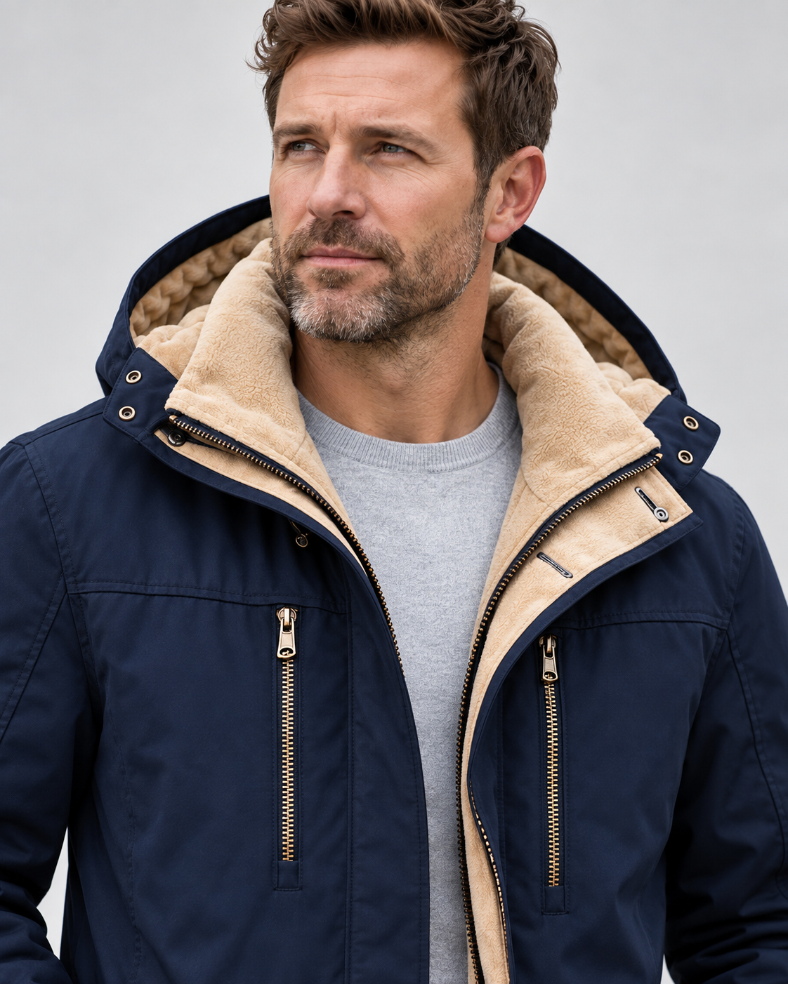 Men's Waterproof Winter Jacket – Hooded & Fleece-Lined