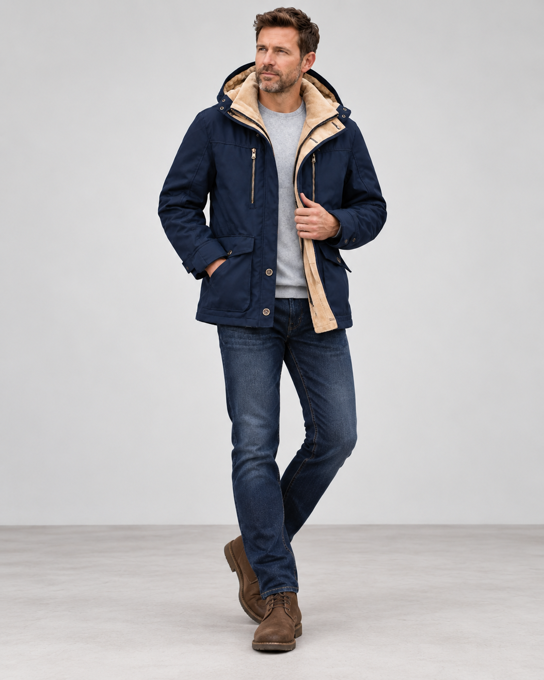 Men's Waterproof Winter Jacket – Hooded & Fleece-Lined