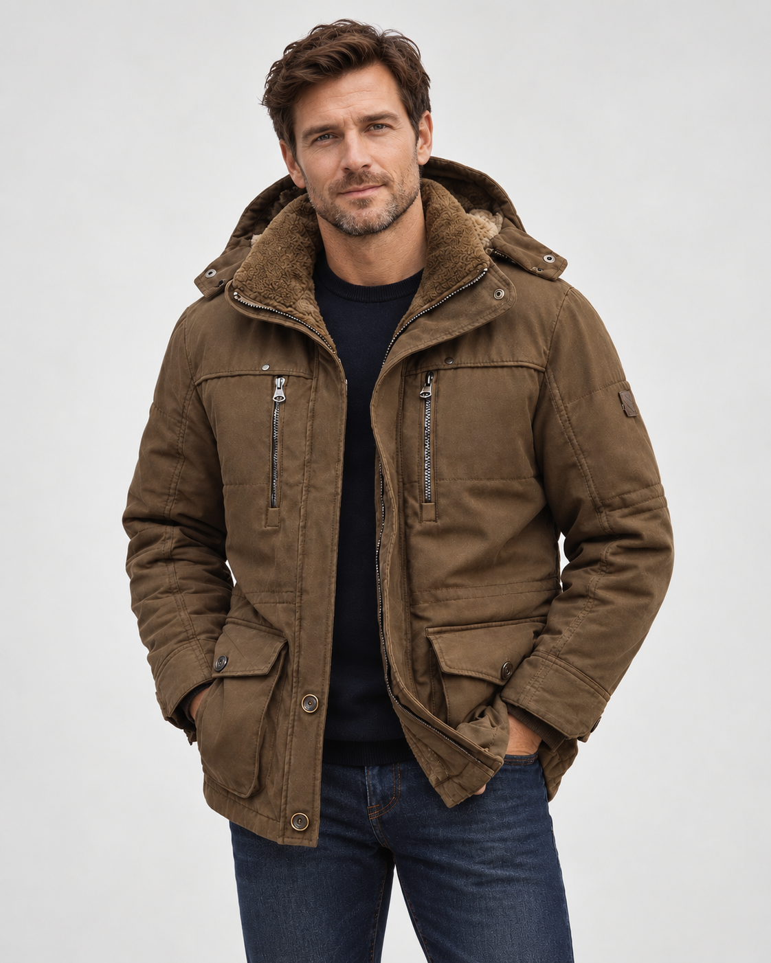 Men's Waterproof Winter Jacket – Hooded & Fleece-Lined