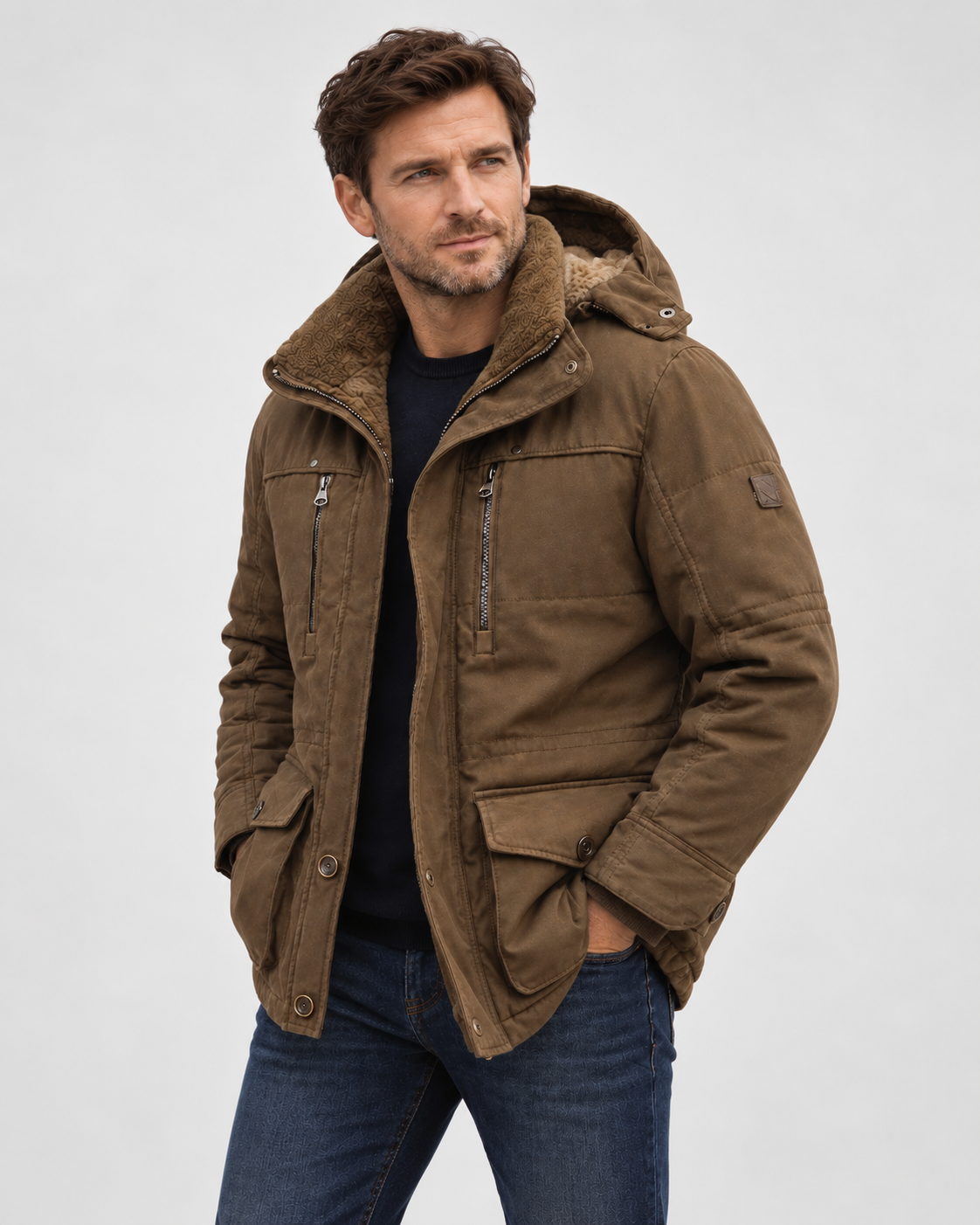 Men's Waterproof Winter Jacket – Hooded & Fleece-Lined
