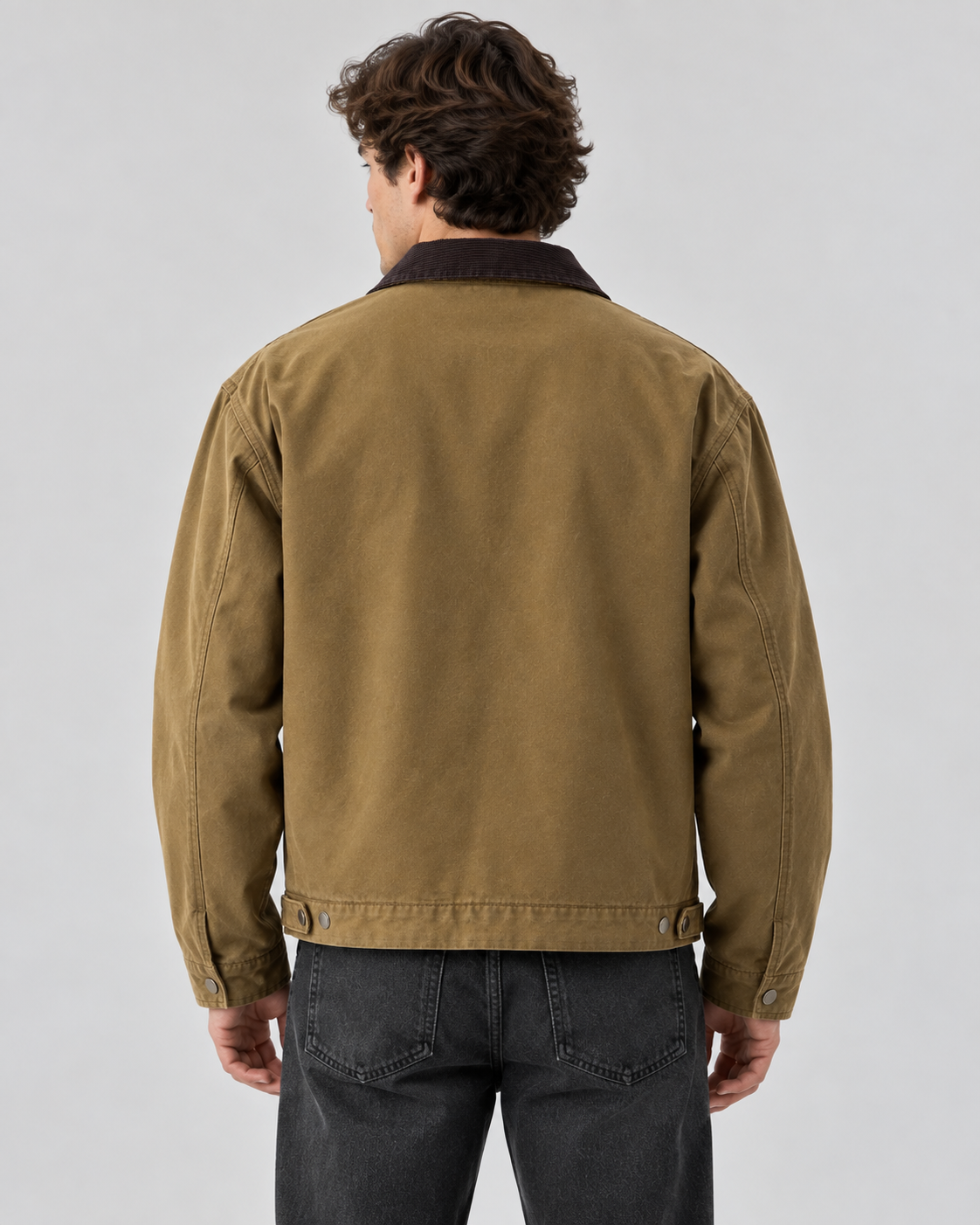 Men's Canvas Barn Jacket – Corduroy Collar, Regular Fit