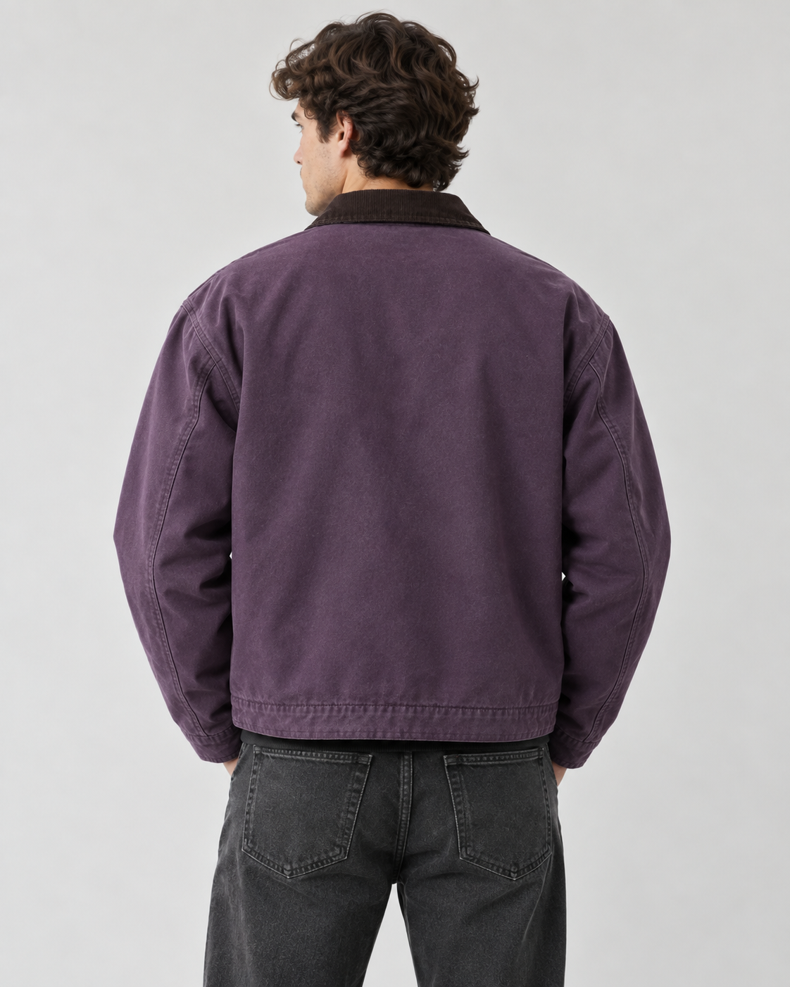 Men's Canvas Barn Jacket – Corduroy Collar, Regular Fit