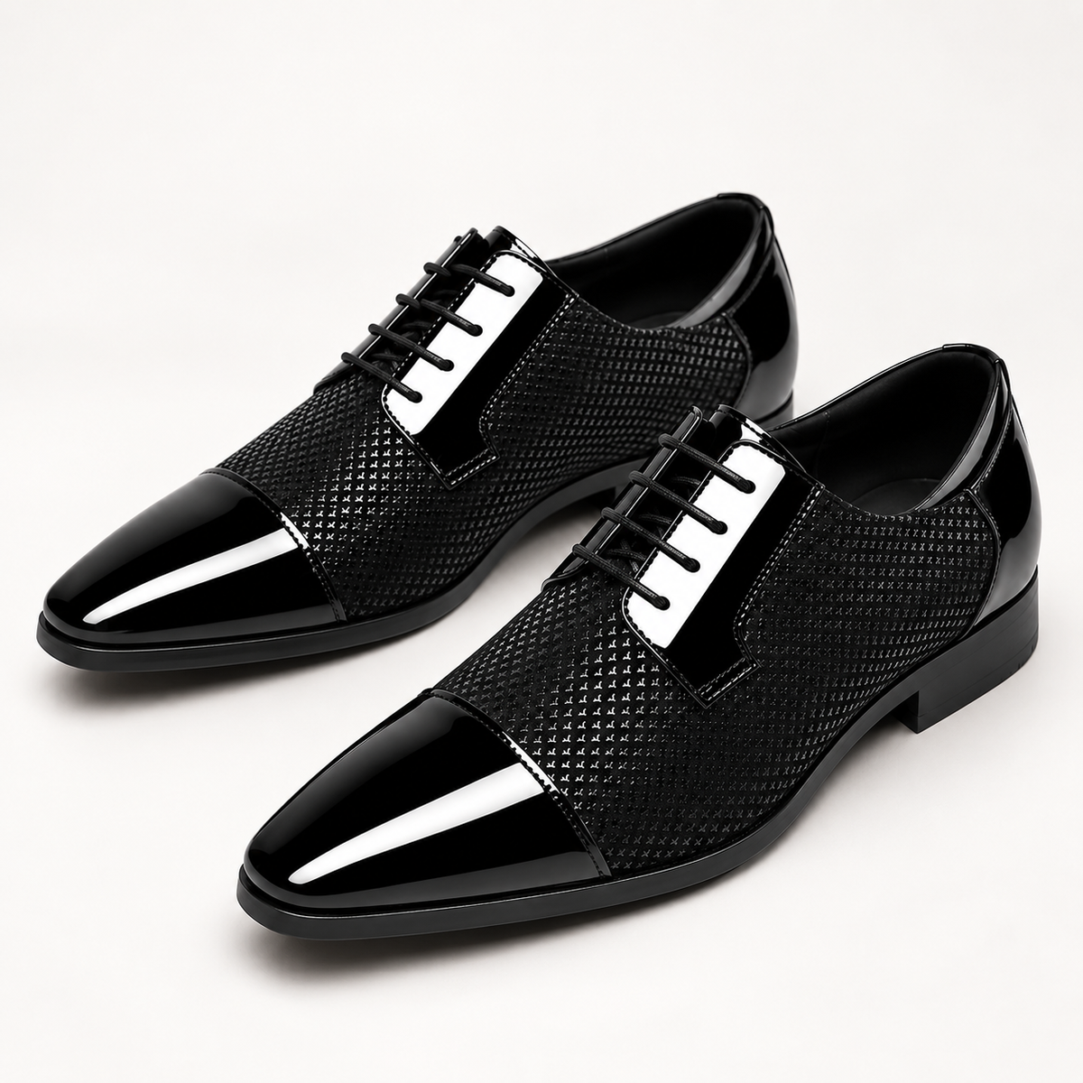 Men's Patent Leather Oxford Shoes – Cap Toe Lace-Up