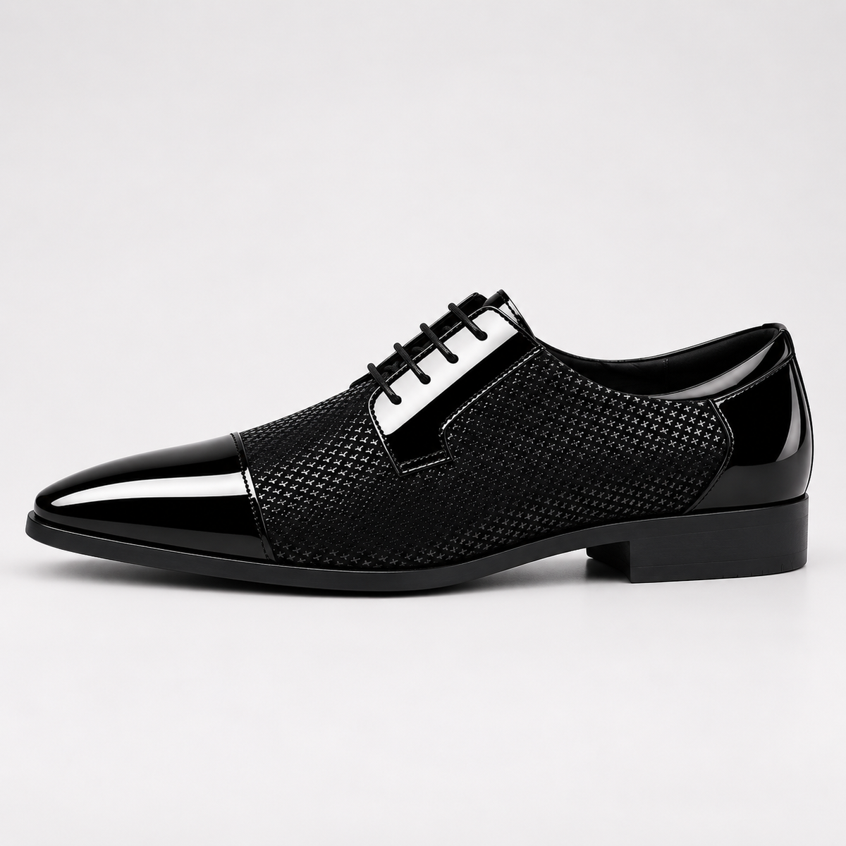 Men's Patent Leather Oxford Shoes – Cap Toe Lace-Up