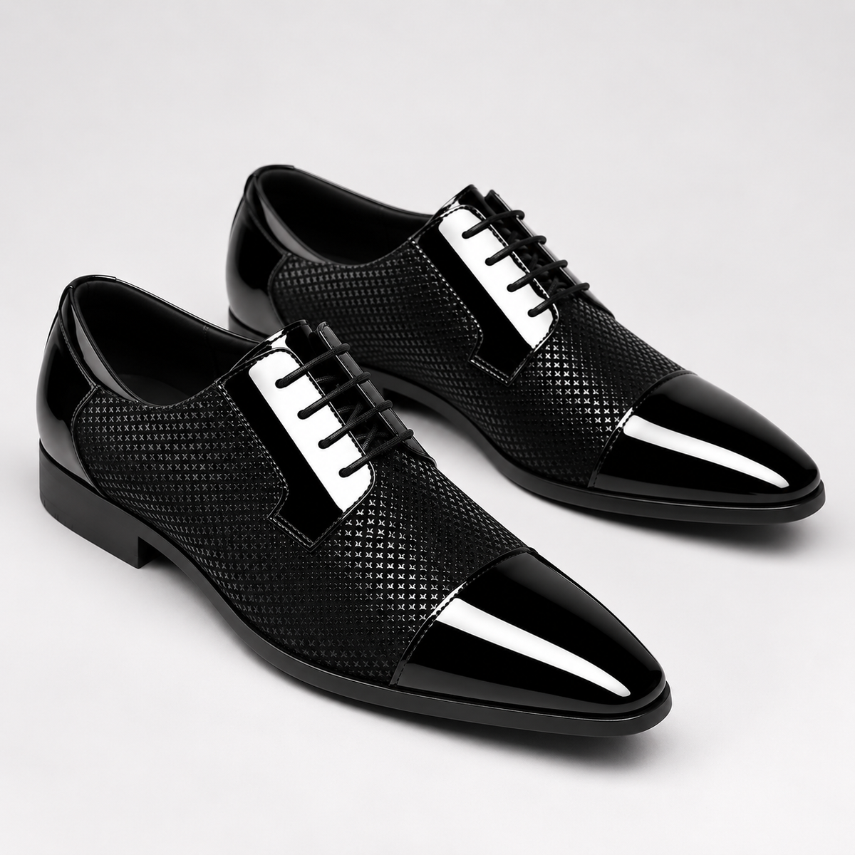 Men's Patent Leather Oxford Shoes – Cap Toe Lace-Up