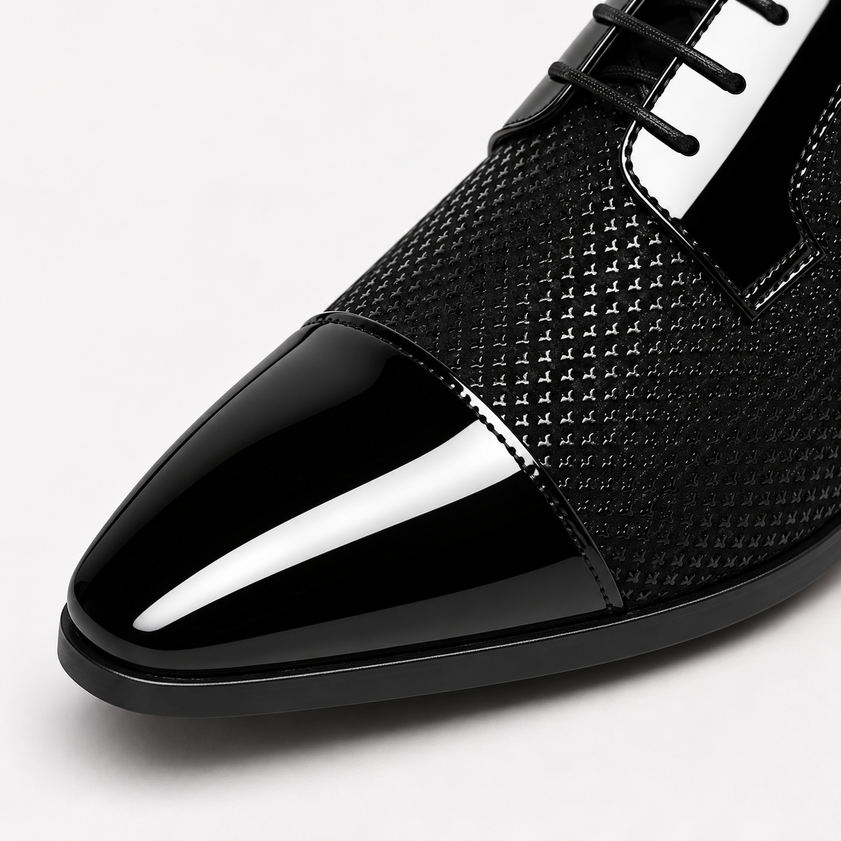 Men's Patent Leather Oxford Shoes – Cap Toe Lace-Up