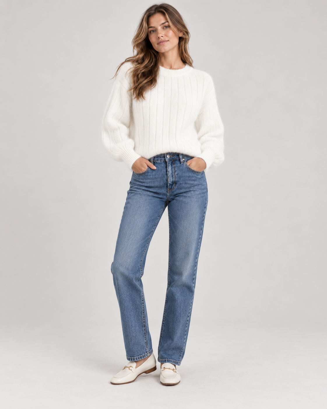 Women's Ribbed Crew Neck Knit Jumper