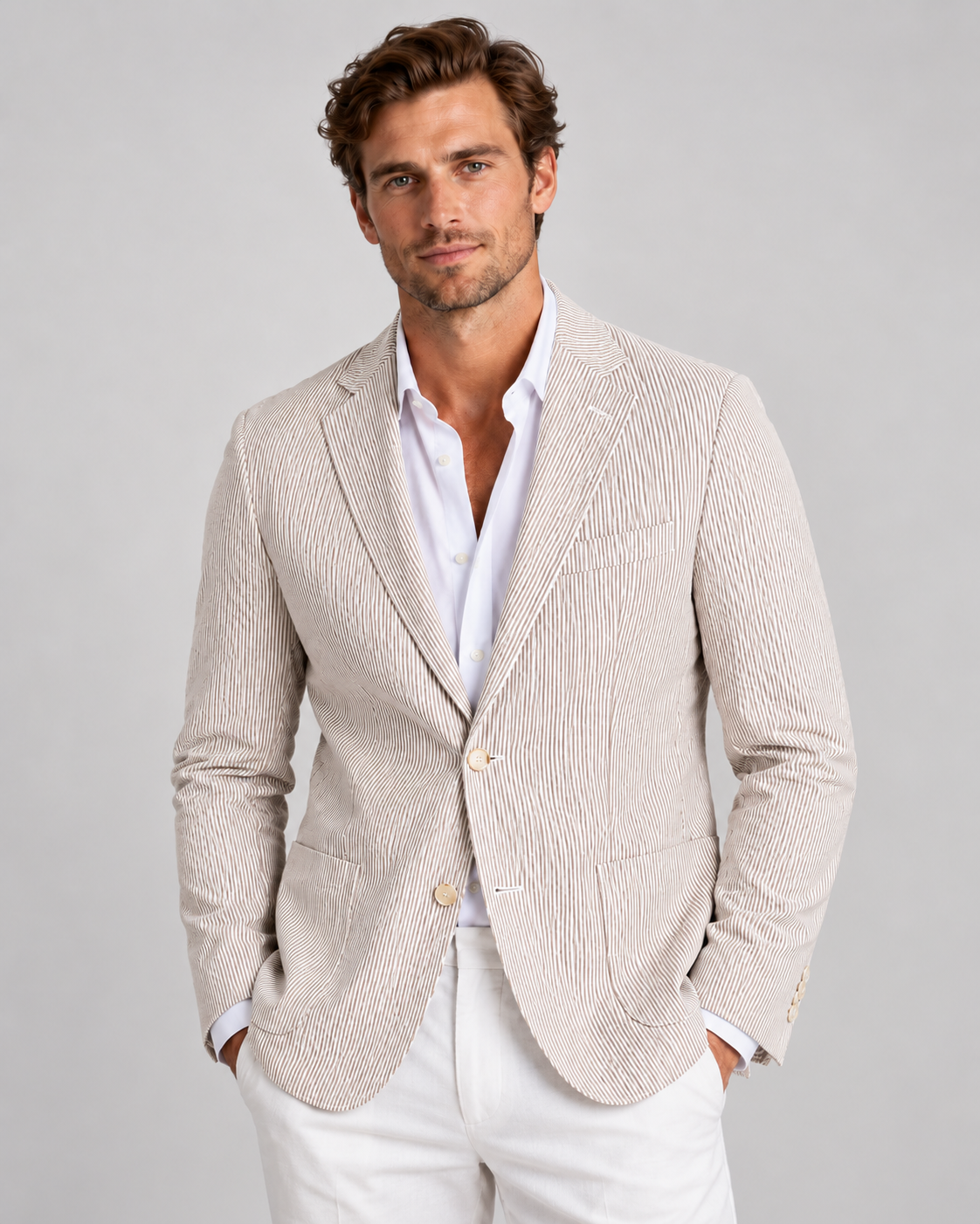 Men's Striped Blazer – Lightweight Tailored Fit