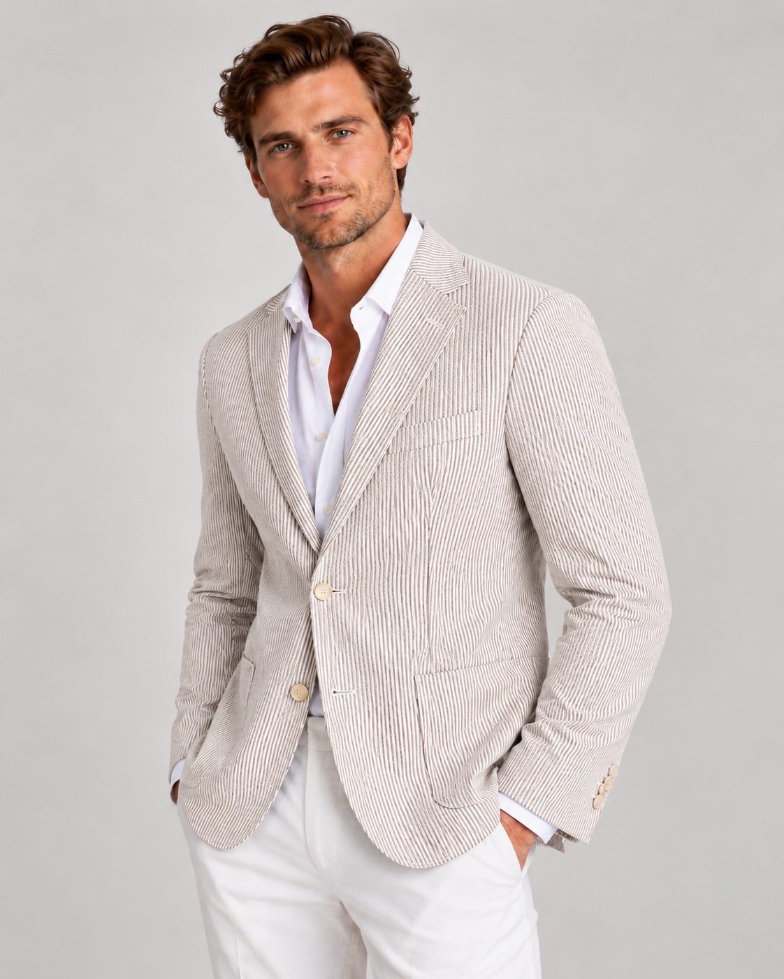 Men's Striped Blazer – Lightweight Tailored Fit